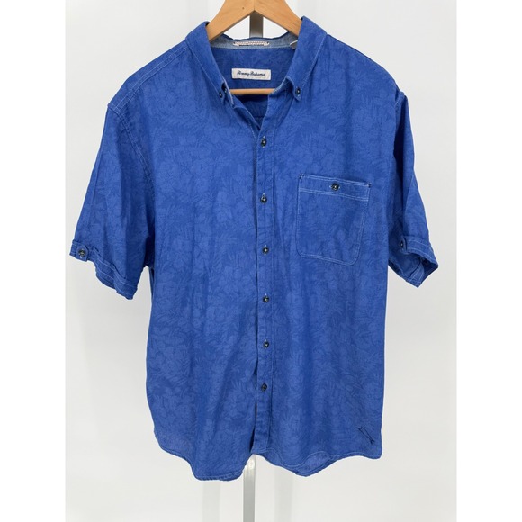 Tommy Bahama Men's Blue Floral Button Up Short Sleeve Casual Shirt large - Picture 1 of 11